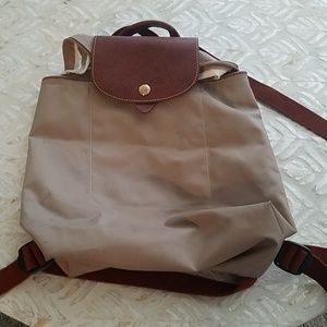Tan longchamp backpack purse